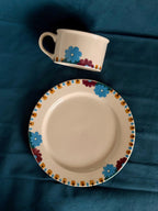 Hand-Painted Floral Art Ceramic Mug & Plate