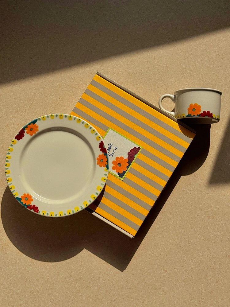 Hand-Painted Ceramic Plate - Charming Floral Art for Display & Serve