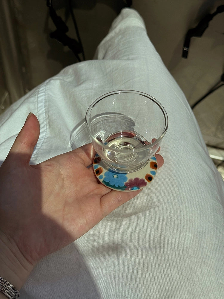 Hand-Painted Ceramic Sake Cup – Charming Floral Design for Your Drink Ritual