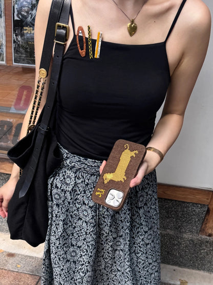 Your Everyday Sweetheart - Chocolate Puppy Cross-Stitch Fabric Phone Case