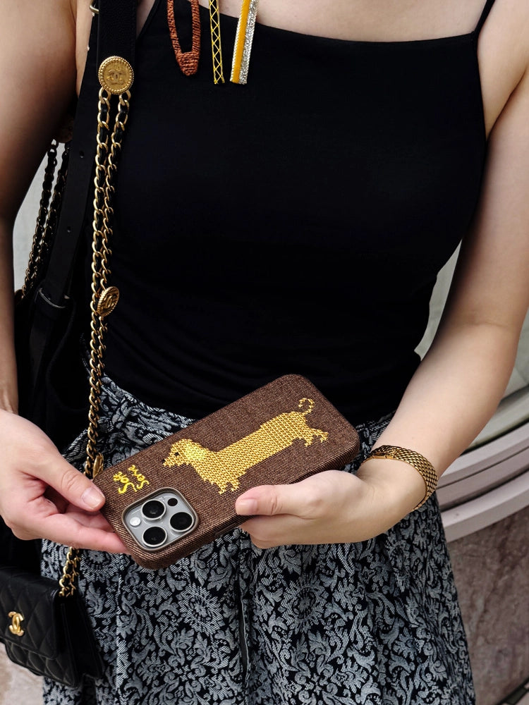 Your Everyday Sweetheart - Chocolate Puppy Cross-Stitch Fabric Phone Case