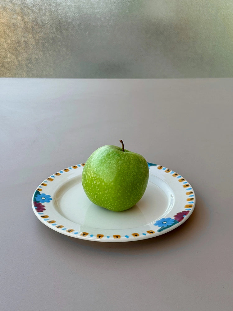 Hand-Painted Ceramic Plate - Charming Floral Art for Display & Serve