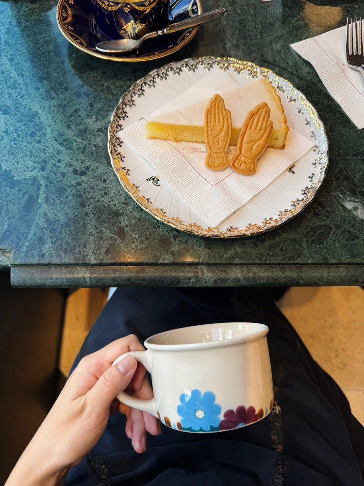 Hand-Painted Floral Art Ceramic Mug & Plate
