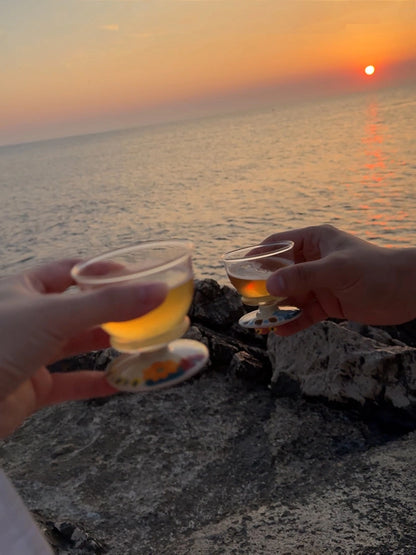 Hand-Painted Ceramic Sake Cup – Charming Floral Design for Your Drink Ritual