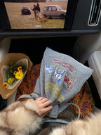 Embroidered Canvas Tote Bag - Featuring a Whimsical Gold Cat & Silver Dog