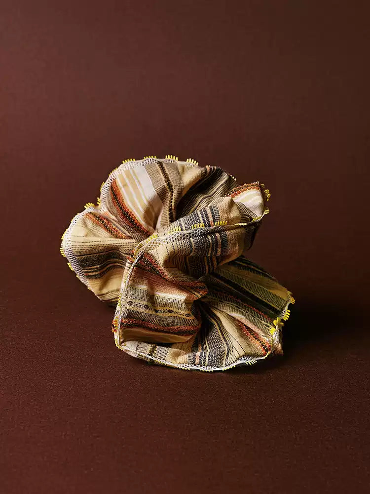 Sorbet Wavy Hemline Scrunchie with Handmade Flowers