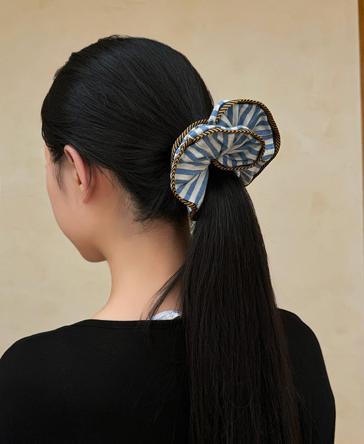 Sorbet Wavy Hemline Scrunchie with Handmade Flowers