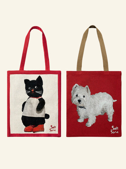 Rethink Black Cat or Puppy Shoulder Bag