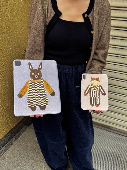 Fabric iPad Case with MagSafe - Adorable Animal Pals Design by x chunmei