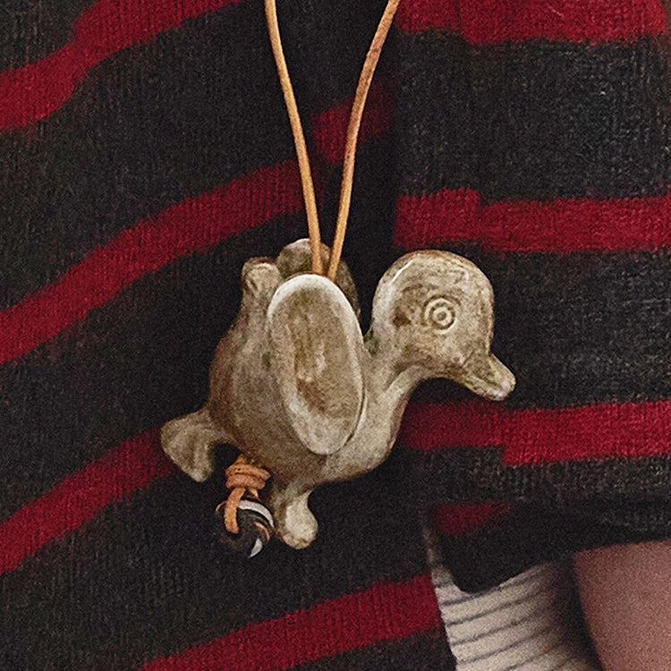 Adjustable Ceramic Necklace with Sweet Hand-Painted Animals – by x chunmei