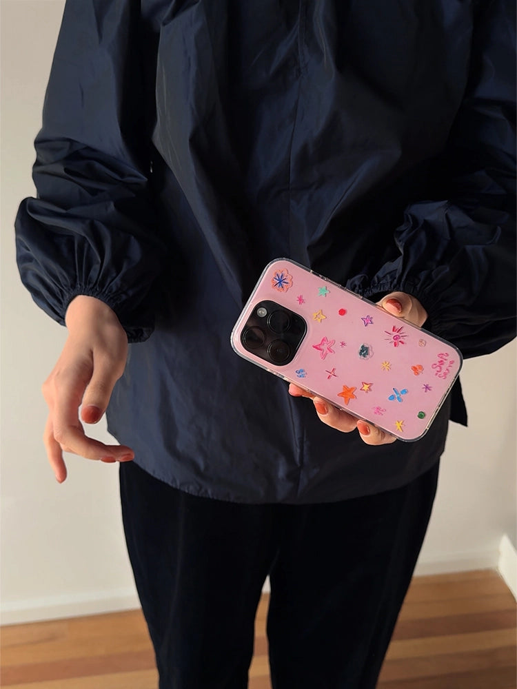 Crayon Stars Phone Case - Whimsical Hand-Drawn Design