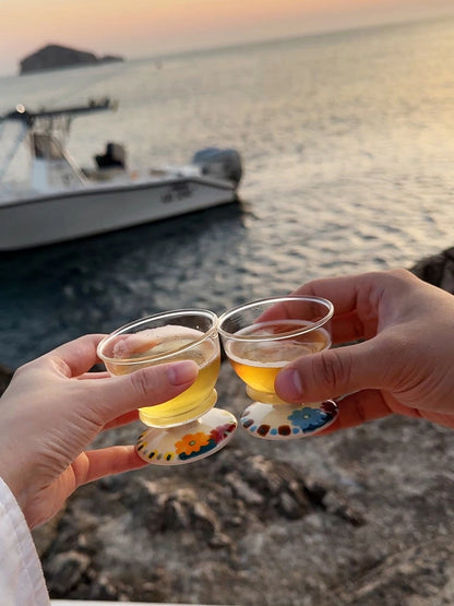 Hand-Painted Ceramic Sake Cup – Charming Floral Design for Your Drink Ritual