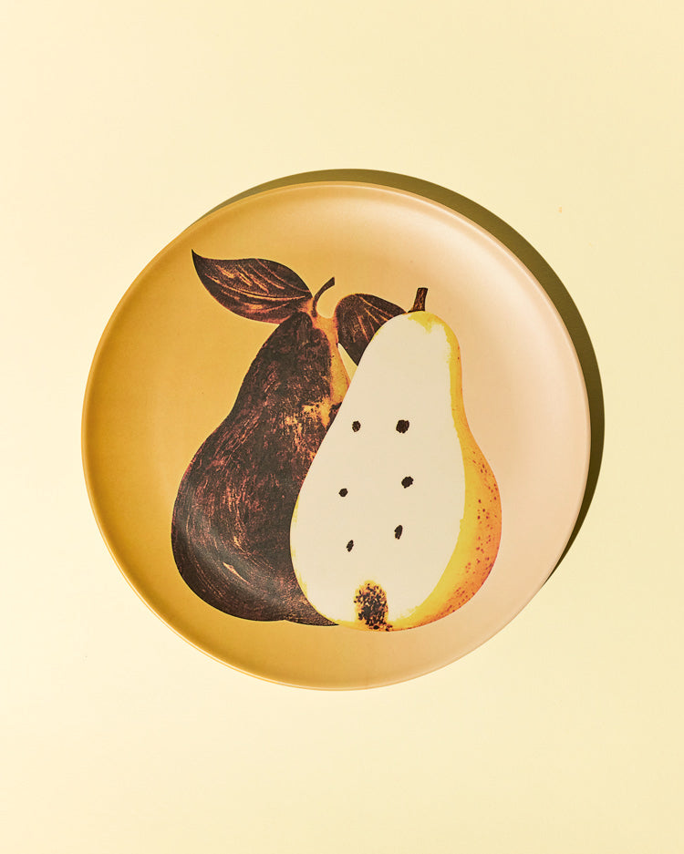 Double Pear &  Egg Pearls Pattern Bamboo Fiber Plates