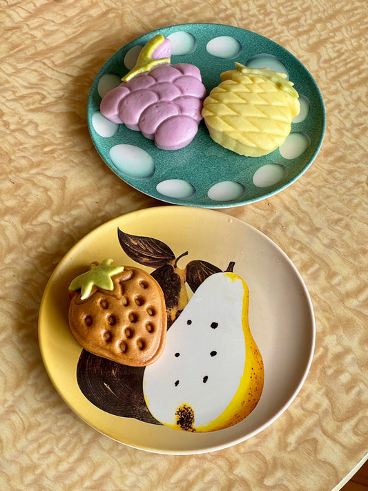 Double Pear &  Egg Pearls Pattern Bamboo Fiber Plates