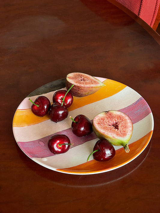 Red Cabbage and Pumpkin Stripes Bamboo Fiber Plates