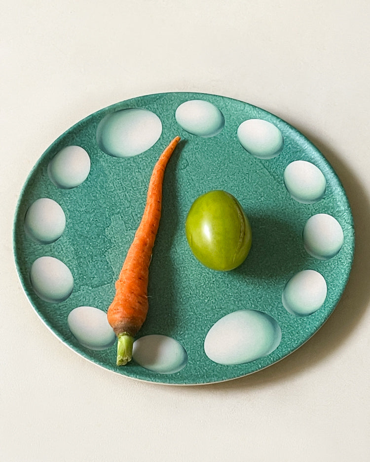 Double Pear &  Egg Pearls Pattern Bamboo Fiber Plates