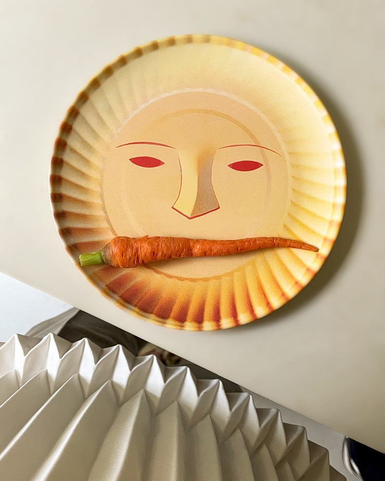 Face & Checkered Bamboo Fiber Plates