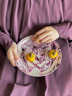 Red Cabbage and Pumpkin Stripes Bamboo Fiber Plates